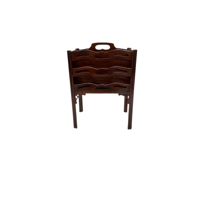 French Country Mid Century Mahogany Tall Magazine Rack, Made by Butler For Sale - Image 3 of 6