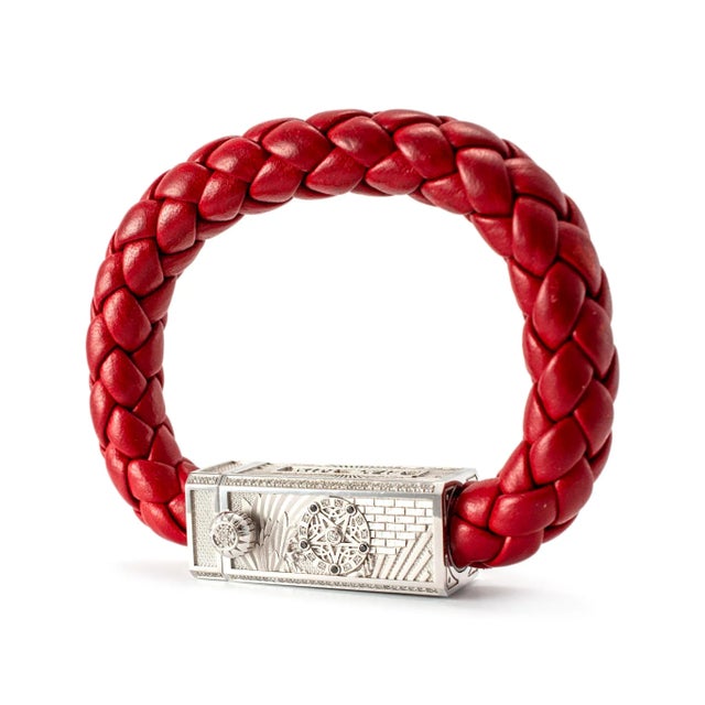 Modern Sword Limited Red Fiat Lux 18k White Gold Titanium Eagle Diamond Bracelet For Sale - Image 3 of 8