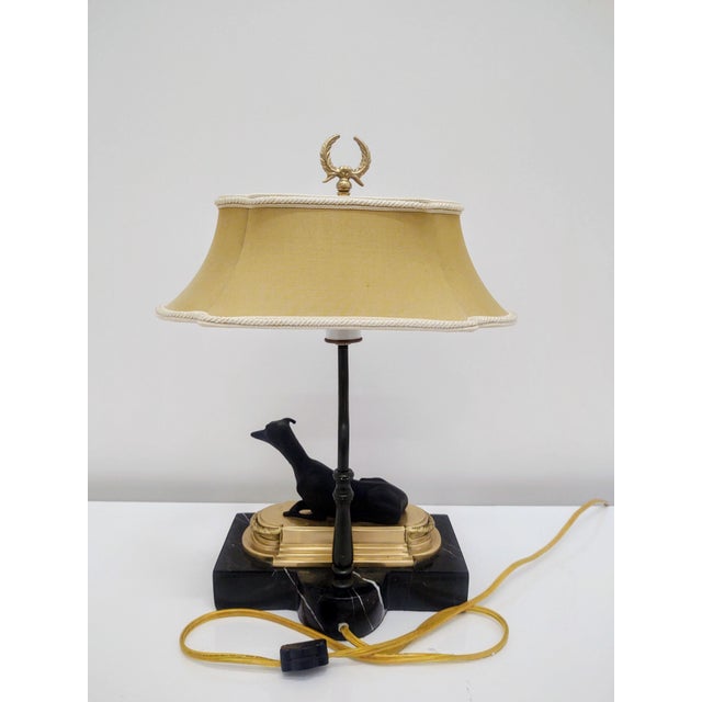 Figurative Vintage Neoclassical Chelsea House Grayhound Right Facing Desk Lamp-Marble Base For Sale - Image 3 of 13