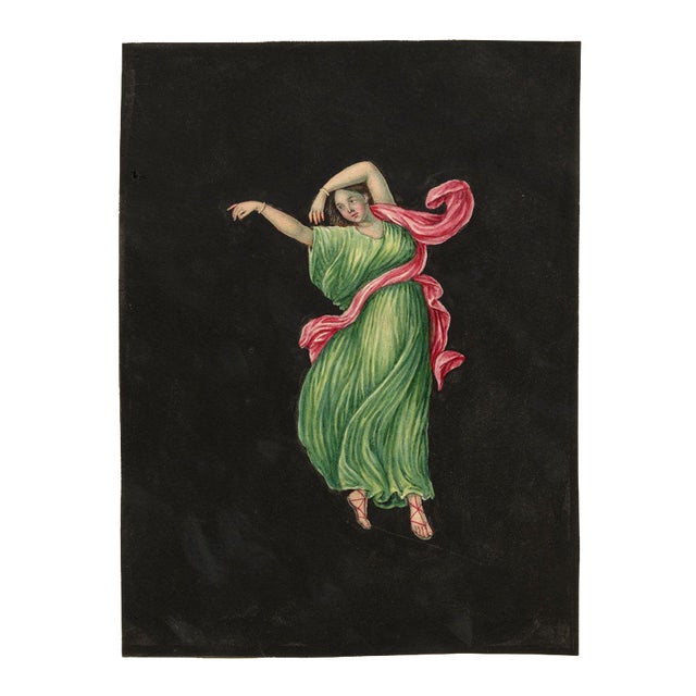 Circle of Michelangelo Maestri, Bacchante Dancer Pompeii Fresco, Early 1800s, Gouache For Sale