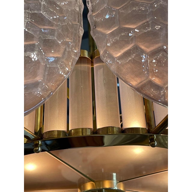 Early 21st Century Italian Pink Murano Glass and Brass Chandelier For Sale - Image 5 of 8