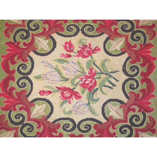 French 1880s Multicolor Floral Antique French Needlepoint Rug 11'10" X 14' Flatweave Wool Carpet For Sale - Image 3 of 6