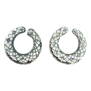 1990s Pair of Tiffany & Co Estate Omega Back Clip on Earrings Sterling Silver For Sale