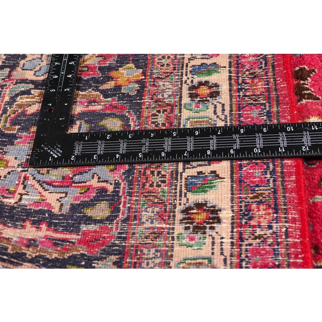 Textile Red Antique Persian Mashhad Rug, 09'09 X 09'10 For Sale - Image 7 of 10