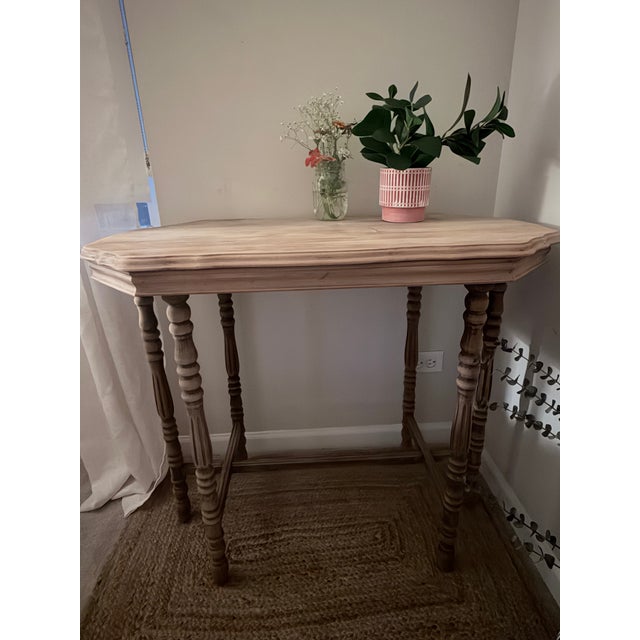 1901 Antique Walnut Edwardian Side Table Solid Wood/Handmade Farmhouse Style For Sale - Image 4 of 6