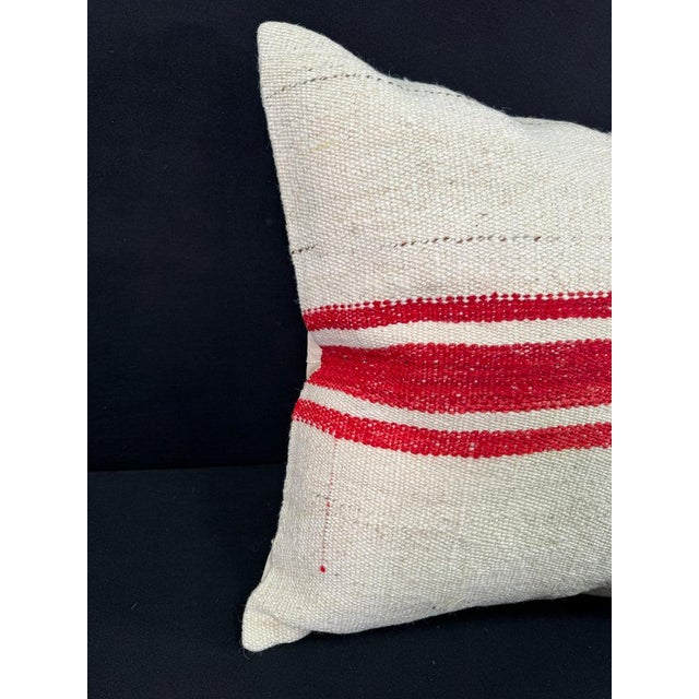 Turkish Hemp Pillow Cushion Natural Beige Red Pillow Cushion Cover 24"x24" #30422 Enhance your home decor with our Kilim...