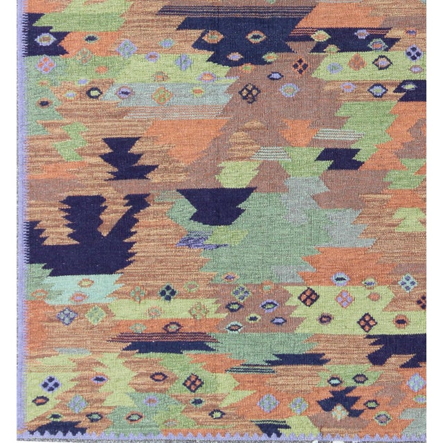 Scandinavian Flat-Weave Style With Multicolored Geometric by Keivan Woven Arts For Sale - Image 4 of 7