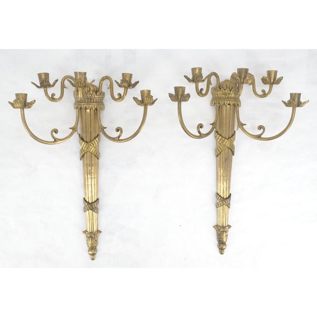Pair of Antique Regency Revival Bronze Wall Sconces Candle Sticks MINT For Sale - Image 13 of 18