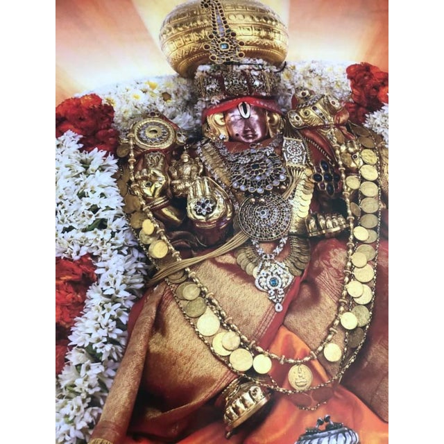 Indian Tirupati Calendar Art South India Indian Set of (3) Three Polychrome For Sale - Image 3 of 12