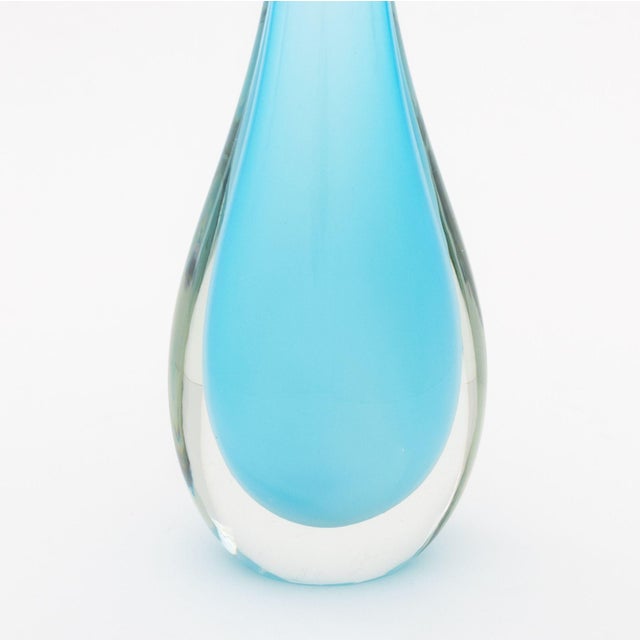 Italian Murano Sommerso Light Blue Bottle Neck Vase For Sale - Image 3 of 8