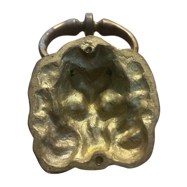 Vintage Door Knocker Lion Head Solid Brass Hardware Architectural Salvage For Sale - Image 4 of 12