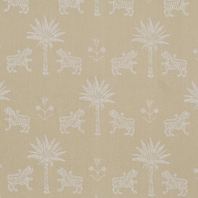 Schumacher Tiger Palm Silhouette Outdoor Fabric In Mistral Sand For Sale