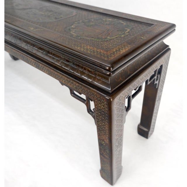 Mid-Century Modern Very Fine John Widdicomb Lacquer Painted Decorated Console Sofa Table MINT For Sale - Image 3 of 16