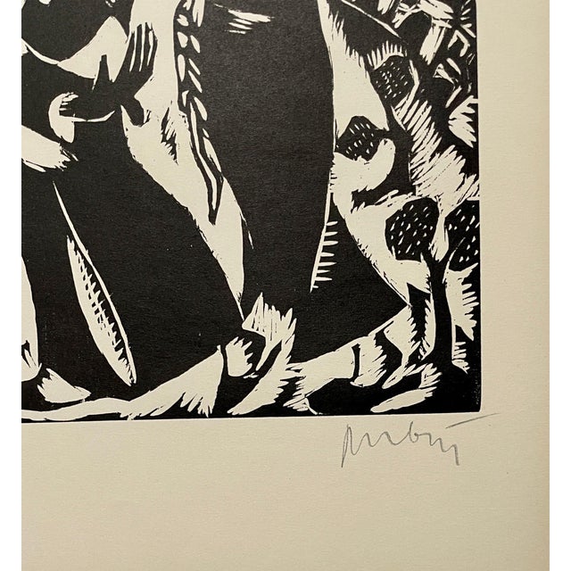 Reuven Rubin, Rare 1923 Cubist Reuven Rubin Woodcut Woodblock Print Israeli Hasidic Judaica For Sale - Image 4 of 13
