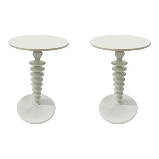 Pair of Mitchell Gold and Bob Williams White Lacquered Side Tables For Sale