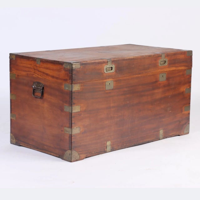 Campaign Late 19th Century Campaign Marine Chest in Camphor Wood For Sale - Image 3 of 9