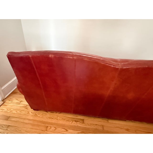 Vintage Ralph Lauren Style Distressed Art Deco Leather Sofa For Sale - Image 14 of 17