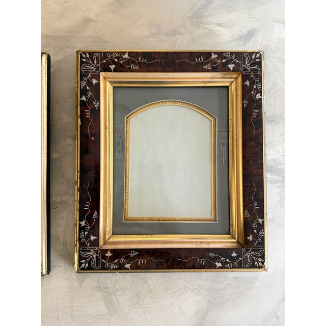 Antique Picture Frames With Original Patent Label, Gold Ornamented Bevel - Pair For Sale - Image 11 of 12