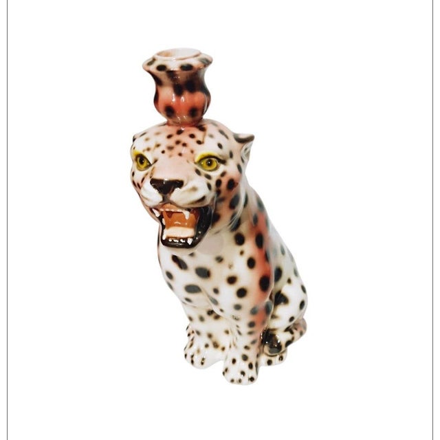 Vintage Boxer Ceramic Leopard Candleholder, 1980s For Sale - Image 4 of 16
