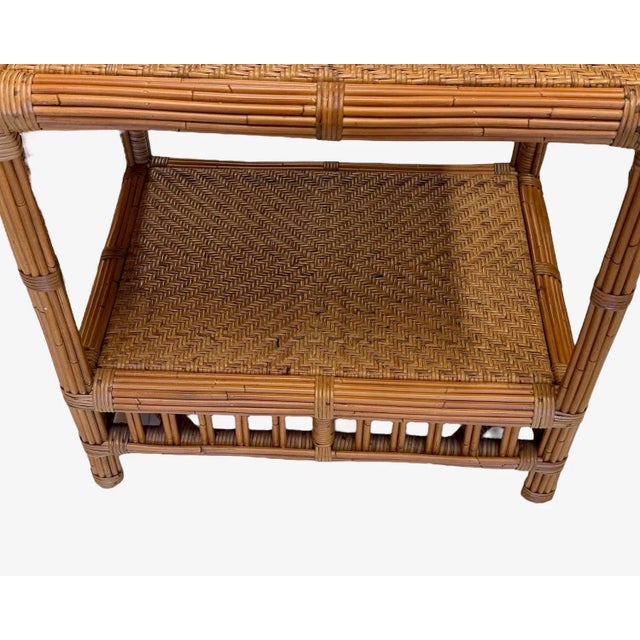 Pair of Tiki Side Tables. Pencil Reed and Cane For Sale - Image 10 of 12