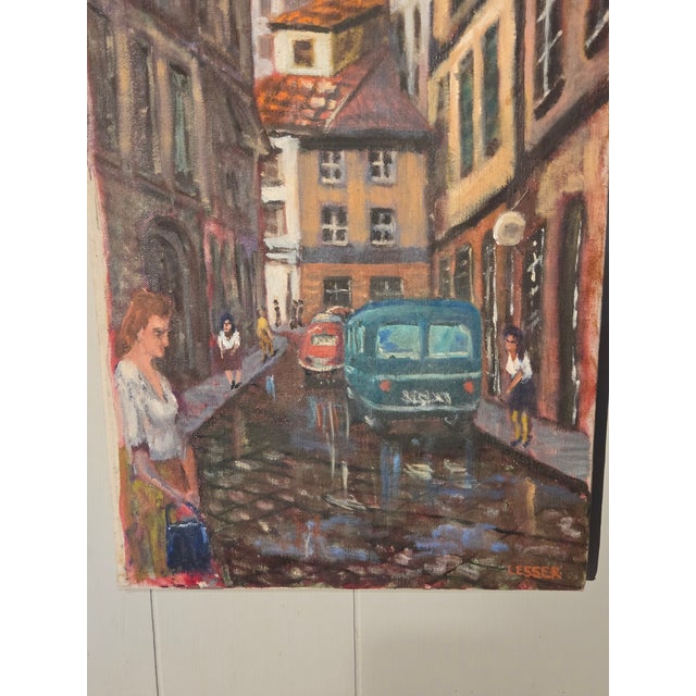 12x30 canvas painting of street scene in Florence by Lesser.