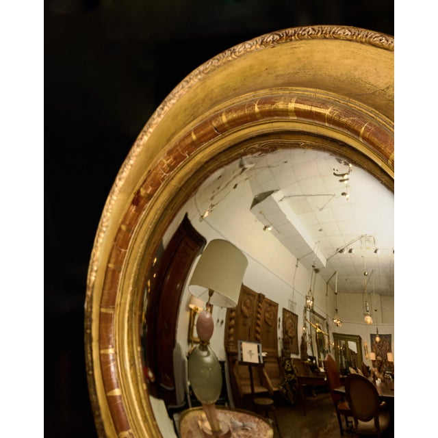 Wood French Antique, Convex “Sorciere” Mirror, Circa 1920 For Sale - Image 7 of 9