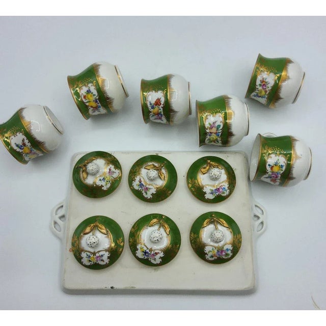 19th Century Porcelain Chocolate Cup Set with Tray, Set of 7 For Sale - Image 9 of 13