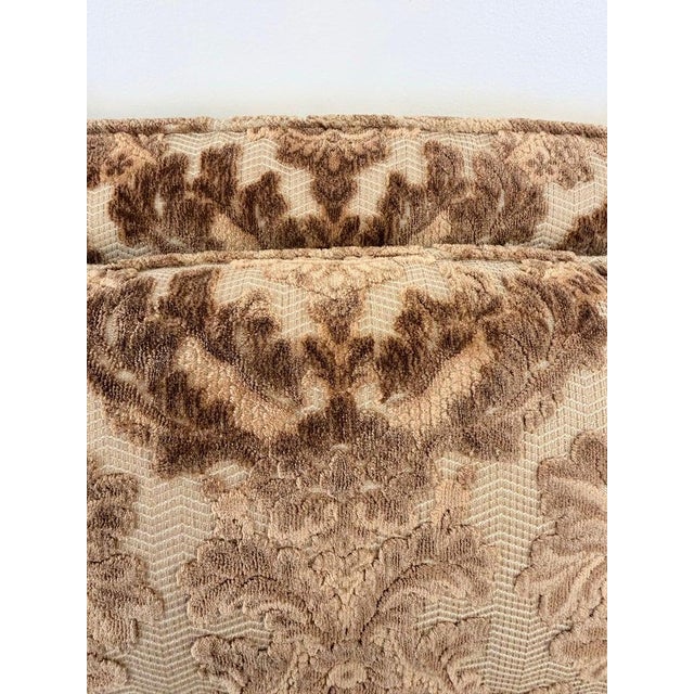 Pair of Cut Velvet Lumbar Pillows, Taupe-Brown Damask, Antique Style For Sale - Image 4 of 10