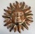 Vintage celestial pottery and metal (brass & copper) sun face wall hanging. Unmarked.
