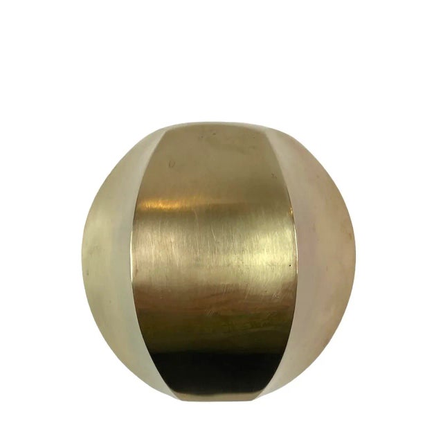 Brass Vintage Diminutive Brass Pinched Hexagonal Ball Vase For Sale - Image 8 of 10