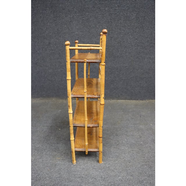Victorian Burnt Bamboo and Quarter-Sawn Oak Etagere For Sale - Image 10 of 10