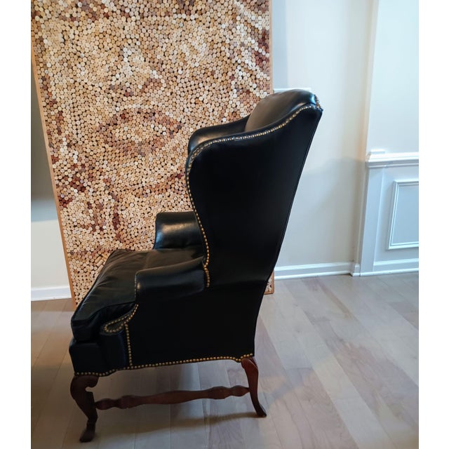 Rare No. 200 Bicentennial Limited Edition Leather Wingback Chair by Leathercraft-Hickory Nc. Excellent Condition For Sale - Image 10 of 12