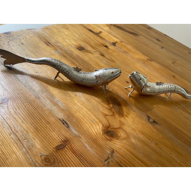 Late 20th Century Silver Articulated Fish Sculptures- a Pair For Sale In Los Angeles - Image 6 of 6