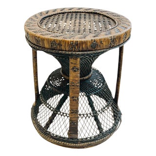 Rattan Wicker Diabolo Stool from Emmanuelle, 1970s For Sale