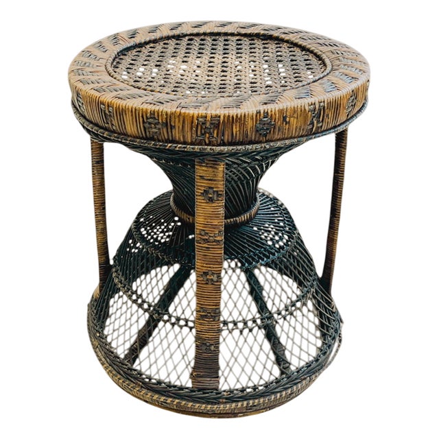 Rattan Wicker Diabolo Stool from Emmanuelle, 1970s For Sale