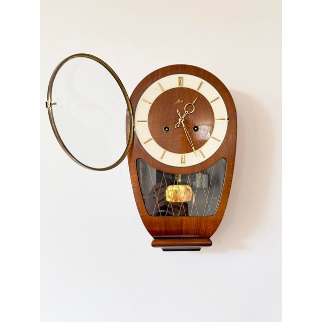 Mid-Century Modern Mid-Century Modern Wall Clock with Hermle Movement from Haid, 1950s For Sale - Image 3 of 15