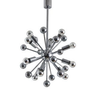 Sputnik Italian Chrome Chandelier with Twelve Lights attributed to Goffredo Reggiani, 1970 For Sale