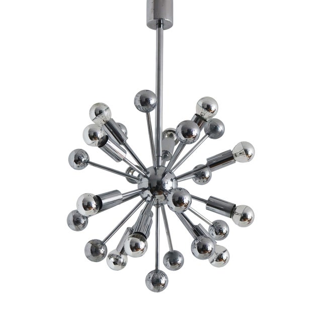 Sputnik Italian Chrome Chandelier with Twelve Lights attributed to Goffredo Reggiani, 1970 For Sale