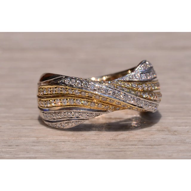 Gold The South Eton: Two Tone Twist Band set with Natural Diamonds For Sale - Image 8 of 11