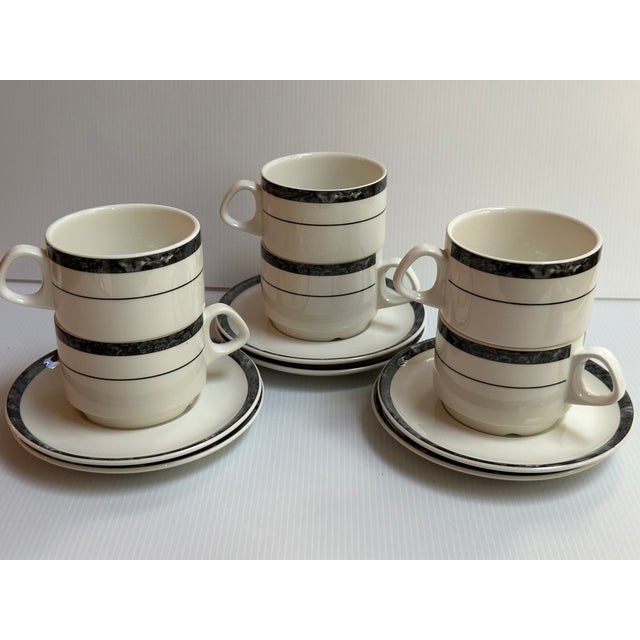 1980s Villeroy & Boch 6 Coffee/Tea Cups and Matching 6 Saucers Made in Luxembourg For Sale - Image 11 of 16