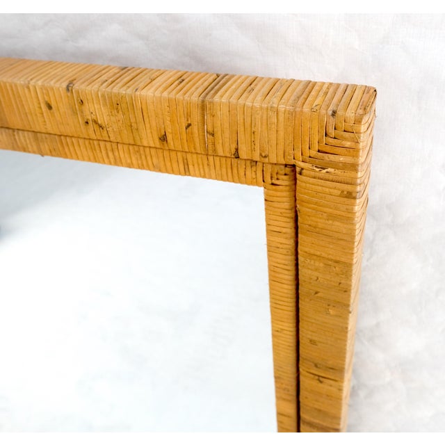 Large 36x44 c1970s Rectangle Rattan Cane Bamboo Frame Wall Mirror MINT For Sale - Image 12 of 15