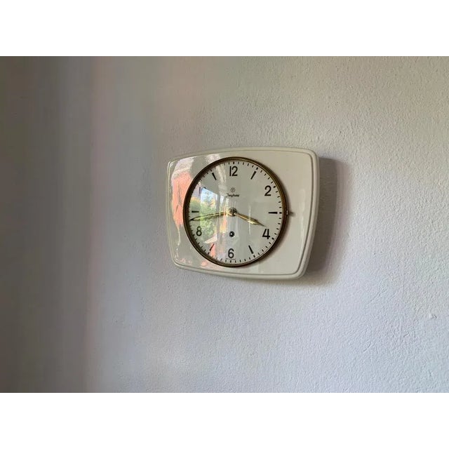 Mechanical Ceramic Wall Clock from Junghans, Germany, 1950s For Sale - Image 9 of 13
