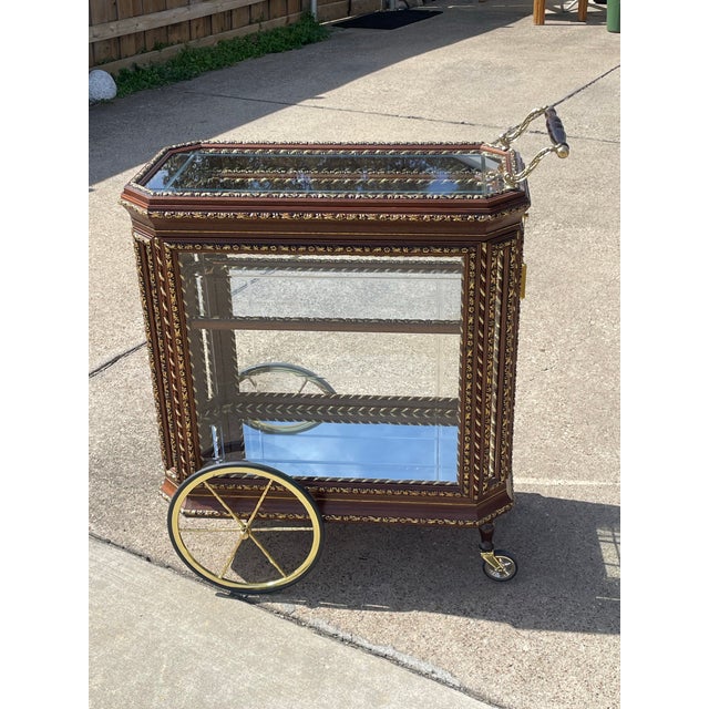 1970s Italian Hollywood Regency Tea Wagon Serving Cart For Sale - Image 5 of 8
