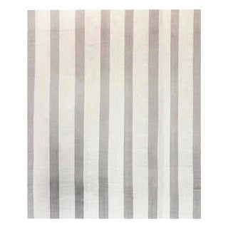 Oversized Modern Striped Beige and Grey Flat-Weave Rug by Doris Leslie Blau For Sale