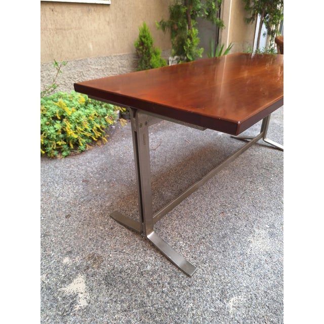 Wood Vintage Desk Table in Wood and Chromed Metal by Gianno Moscatelli for Formanova, 1960s For Sale - Image 7 of 16