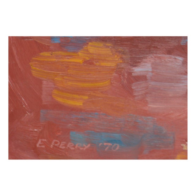 Spring Has Sprung on the Farm - Abstracted Landscape in Oil on Masonite by Eleanor Perry For Sale - Image 4 of 4