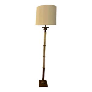 1930s Art Deco Neoclassical Form Torchiere Brass and Crystal Floor Lamp