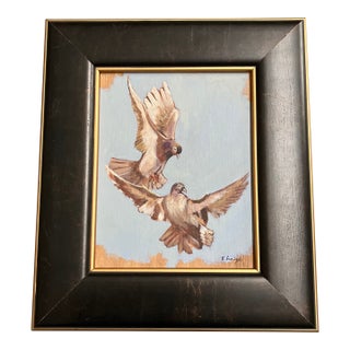 Contemporary Original Stephen Heigh Pigeons in “Flight” Framed For Sale
