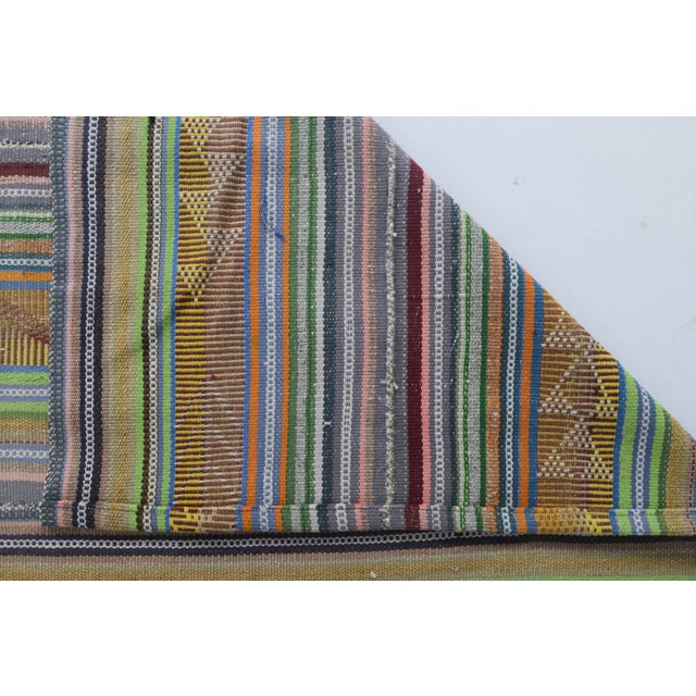 1970s Vintage Turkish Oushak Handmade Wool Cotton Green Area Rug For Sale - Image 9 of 11