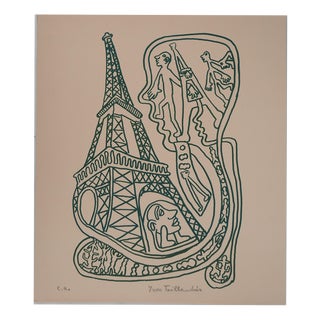Yvon Taillandier, Paris, The Eiffel Tower in Green, Original Signed Screenprint For Sale